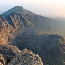 Western crater rim of Mount Meru with its ashcone and Little Meru in the back